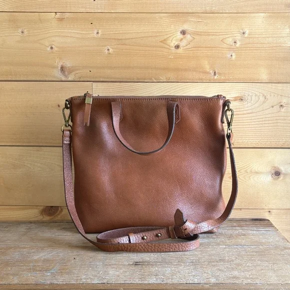 Madewell Cognac Leather Too Zip Crossbody Satchel - Picture 1 of 9